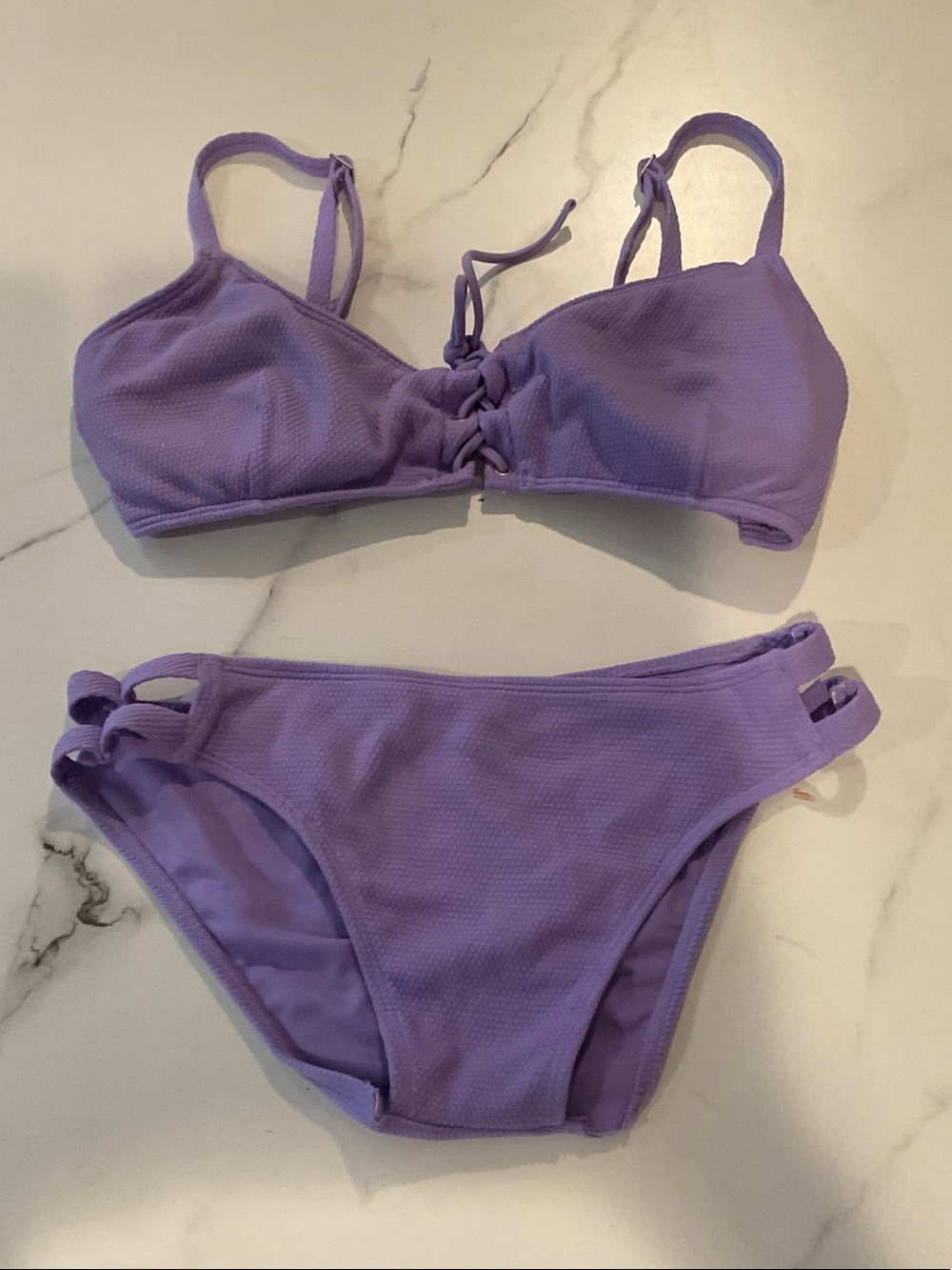 Abercrombie and Fitch Lavender Two-Piece Swim Set - Kids Swim, size XL